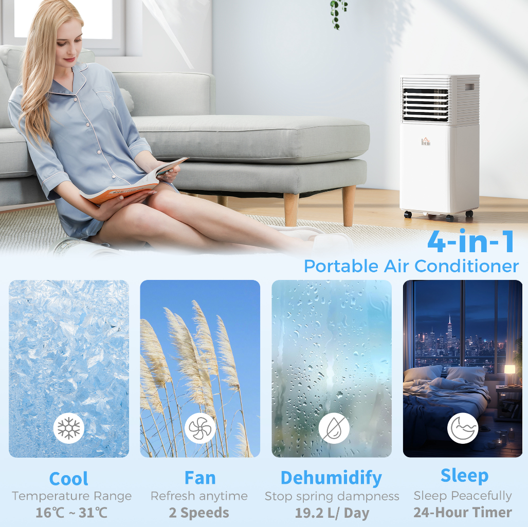 8000 BTU Portable Air Conditioner with Fan & Dehumidifier Mode, Homcom