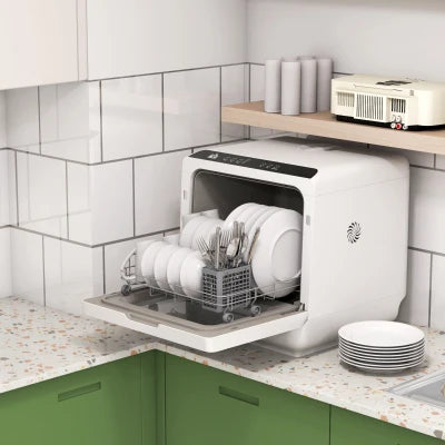 HOMCOM Portable Dishwasher, Counter Dishwasher with 4 Place Settings, 5 Washing Programs, Air-Dry Function, 6L Water Tank