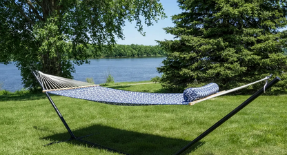 Olefin Quilted Double Hammock with Stand & Pillow