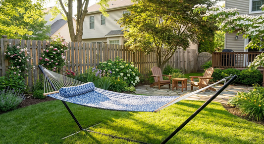 Olefin Quilted Double Hammock with Stand & Pillow