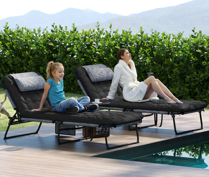 Folding Chaise Lounge Chairs — Set of 2