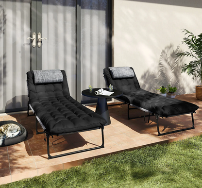 Folding Chaise Lounge Chairs — Set of 2