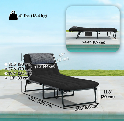 Folding Chaise Lounge Chairs — Set of 2