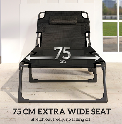 Wide Folding Chaise Lounges — Set of 2
