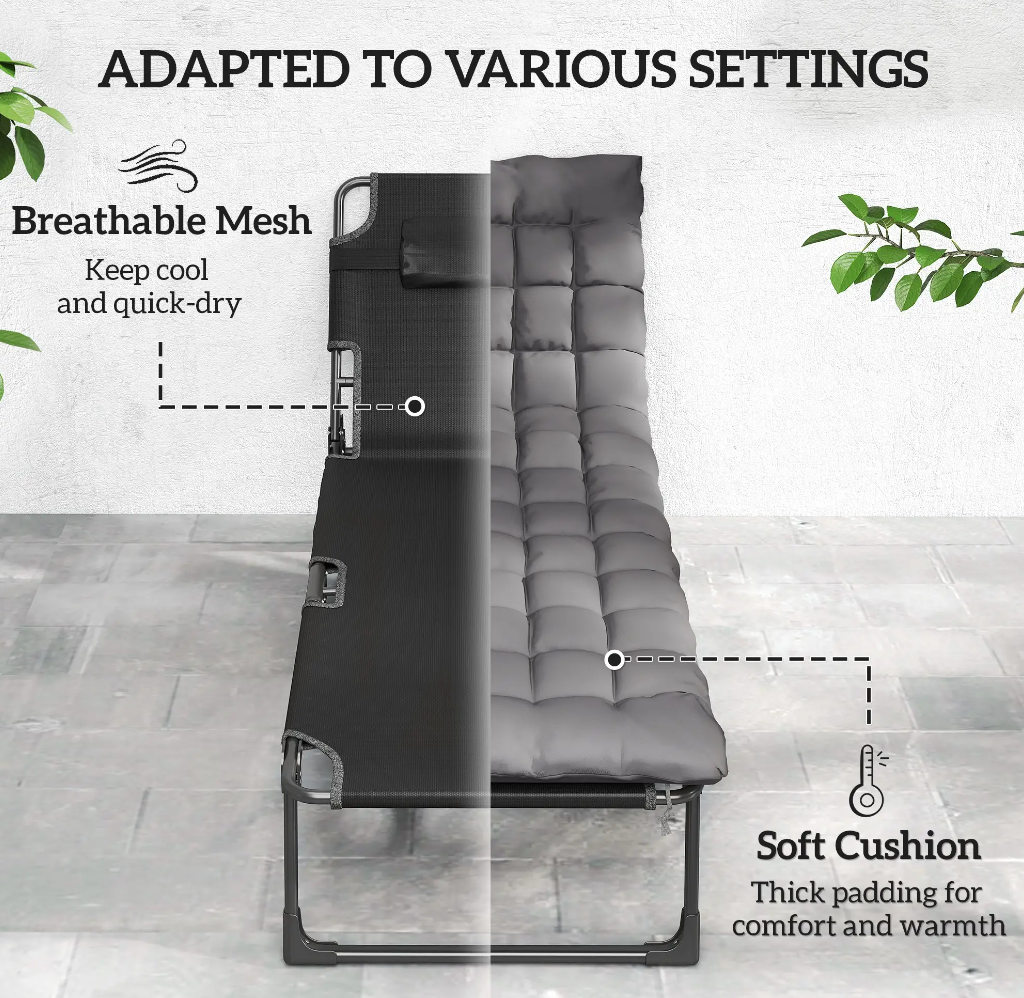 Wide Folding Chaise Lounges — Set of 2