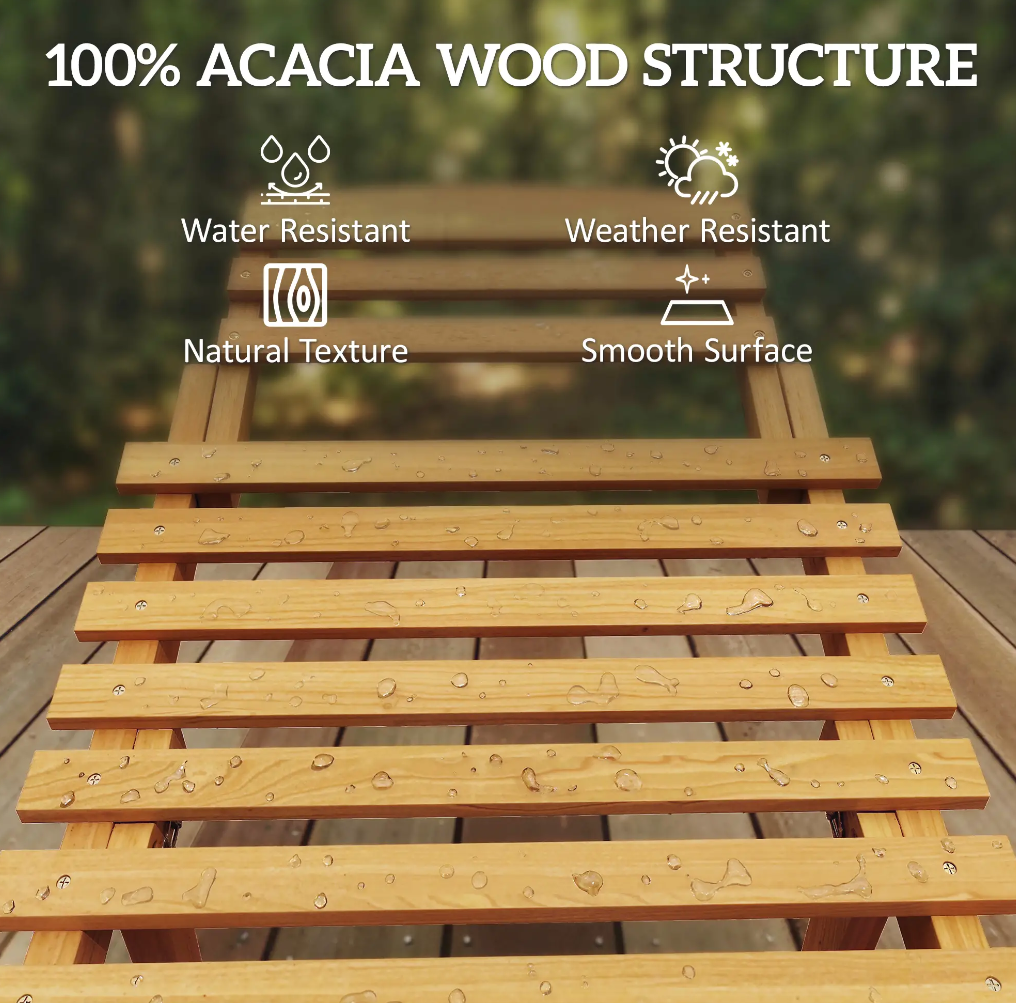 Acacia Wood Folding Chaise Lounge