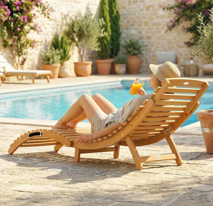 Acacia Wood Folding Chaise Lounge