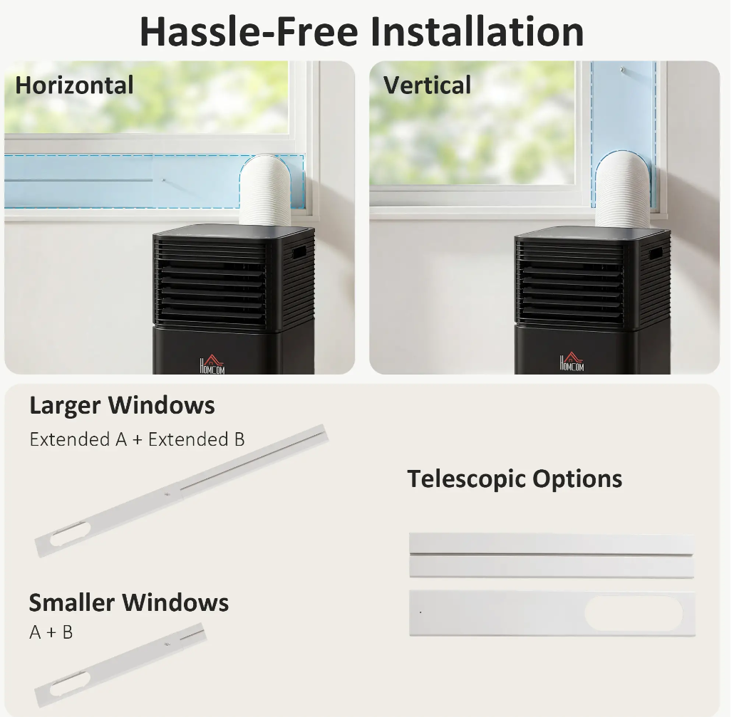 HOMCOM 10000 BTU Black Portable Air Conditioner with Fan & Dehumidifier Mode