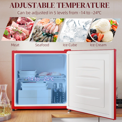 HOMCOM 1.1 Cu. Ft. Mini Freezer, Compact Upright Freezer with Reversible Door