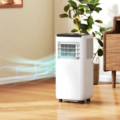 HOMCOM 10000 BTU Portable 4-in-1 Air Conditioner with Cool, Dehumidifier, Fan, Sleep, WiFi Voice Remote Control, White