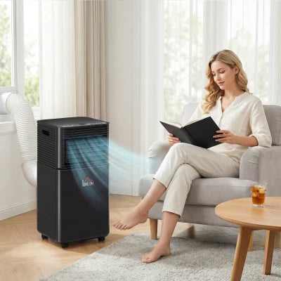 HOMCOM 10000 BTU Black Portable Air Conditioner with Fan & Dehumidifier Mode