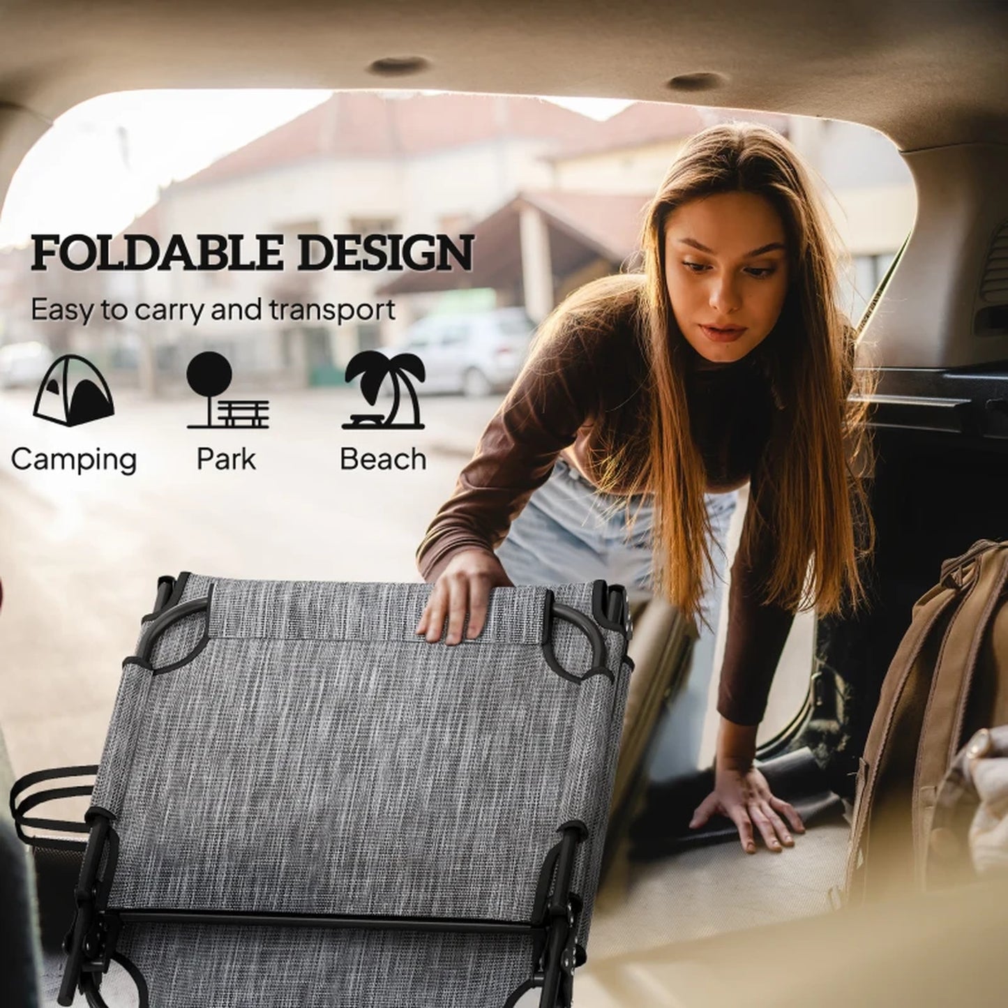 Outsunny 2-Piece Folding Lounge Chairs Black