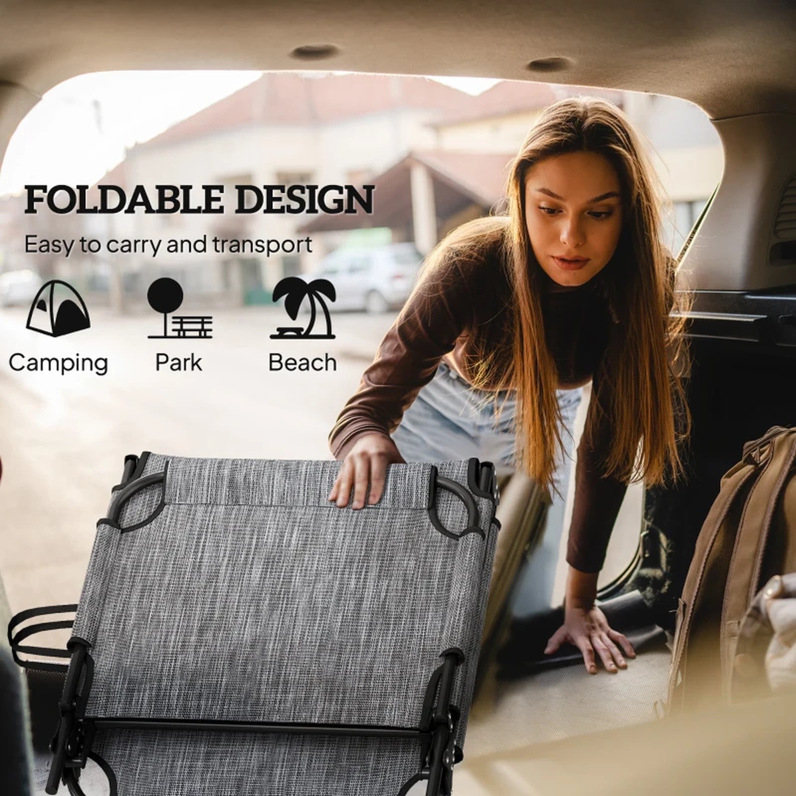 Outsunny 2-Piece Folding Lounge Chairs Black
