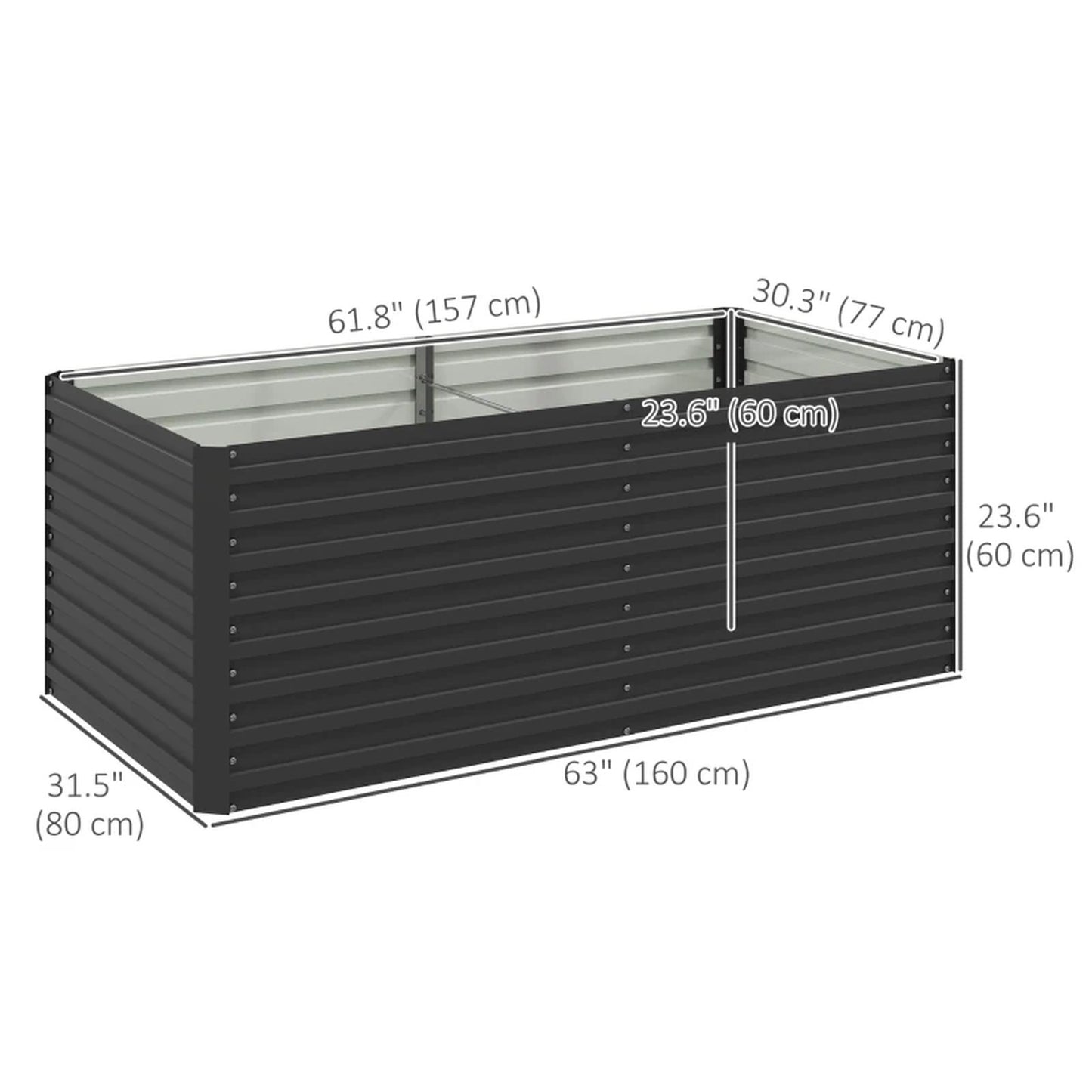 Outsunny 5x3x2 Raised Garden Bed Dark Grey